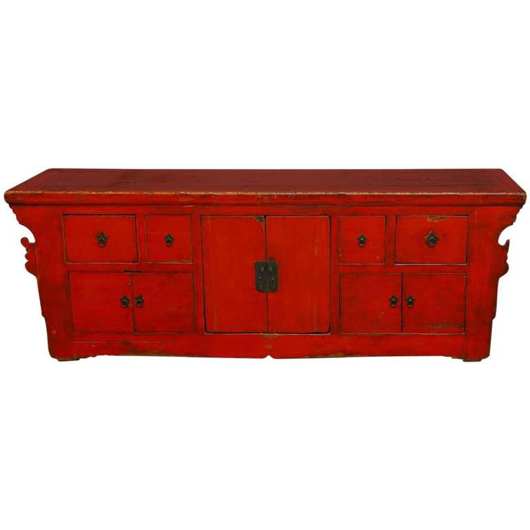 Chinese Red Lacquer Sideboard Console Table Erin Lane Estate