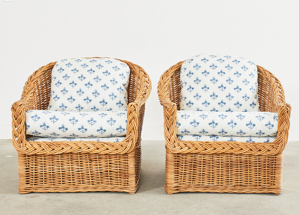 woven wicker armchair