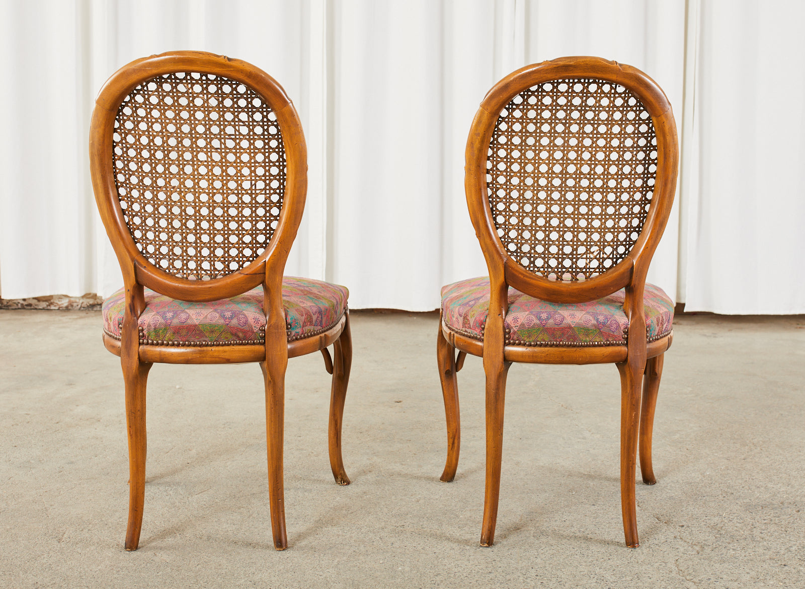 Pair of Mid-Century Faux Bamboo and Cane Dining Chairs