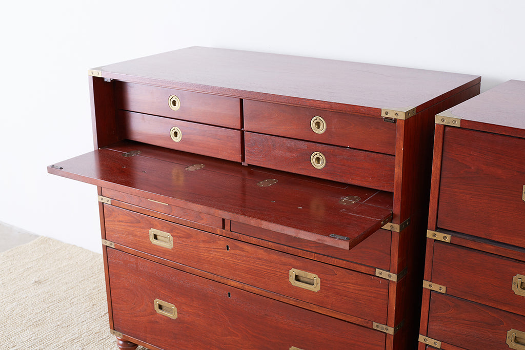 Pair Of Mid Century Mahogany Campaign Style Writing Chests Erin