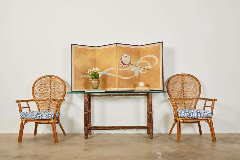Mcguire Organic Modern Bamboo Rattan Console Sofa Table Erin Lane Estate