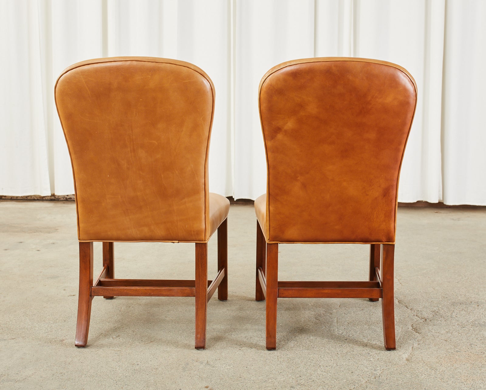 Pair of Ralph Lauren Georgian Style Leather Dining Chairs