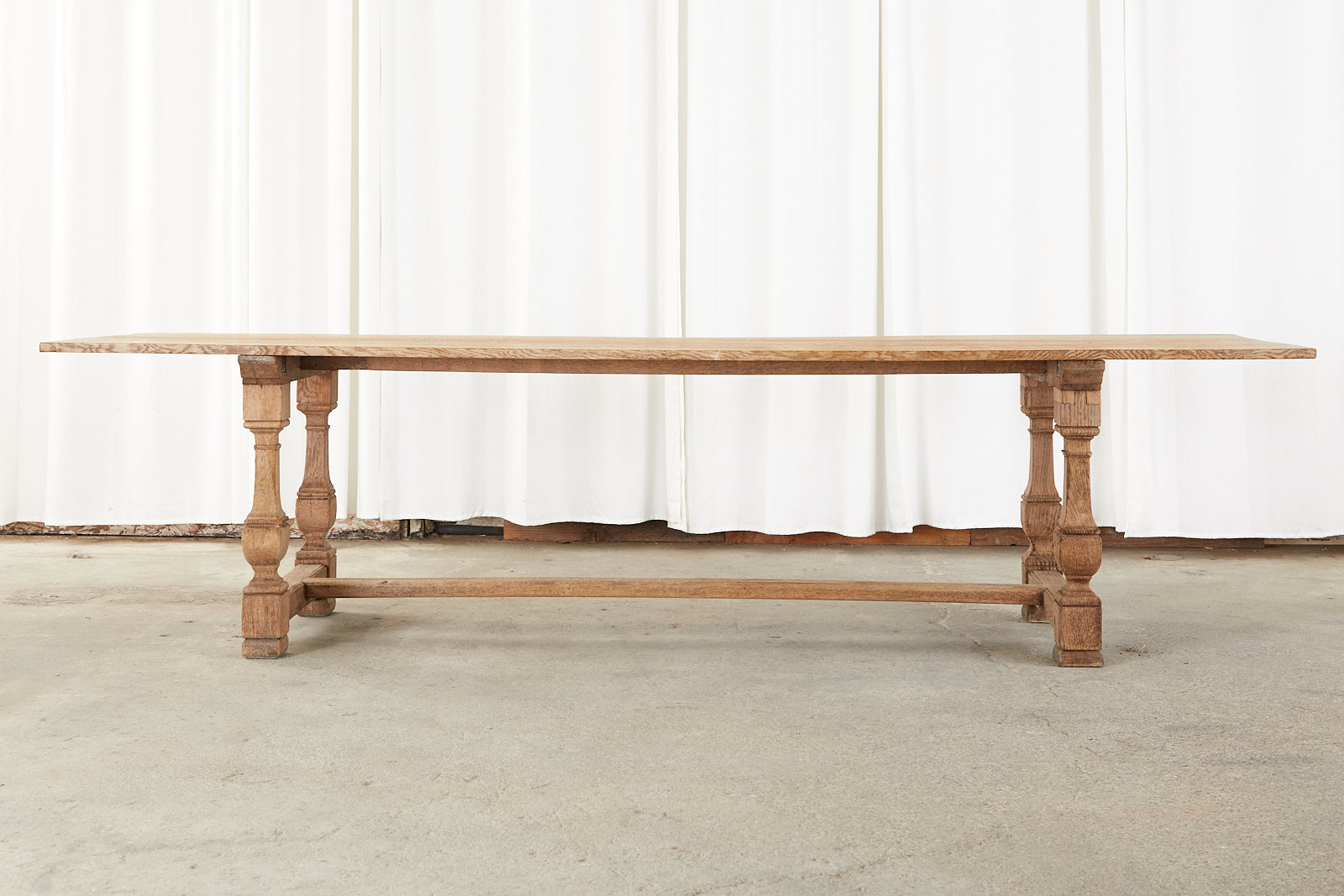 Country Italian Bleached Oak Farmhouse Refectory Dining Table
