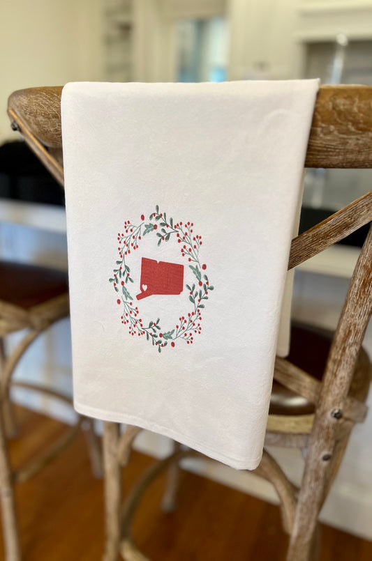 Tea towels hand-embroidered with my mom's favourite herbs - just