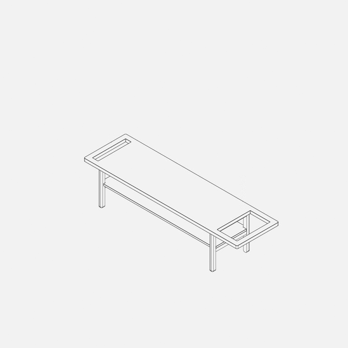 Modern bench with storage illustration