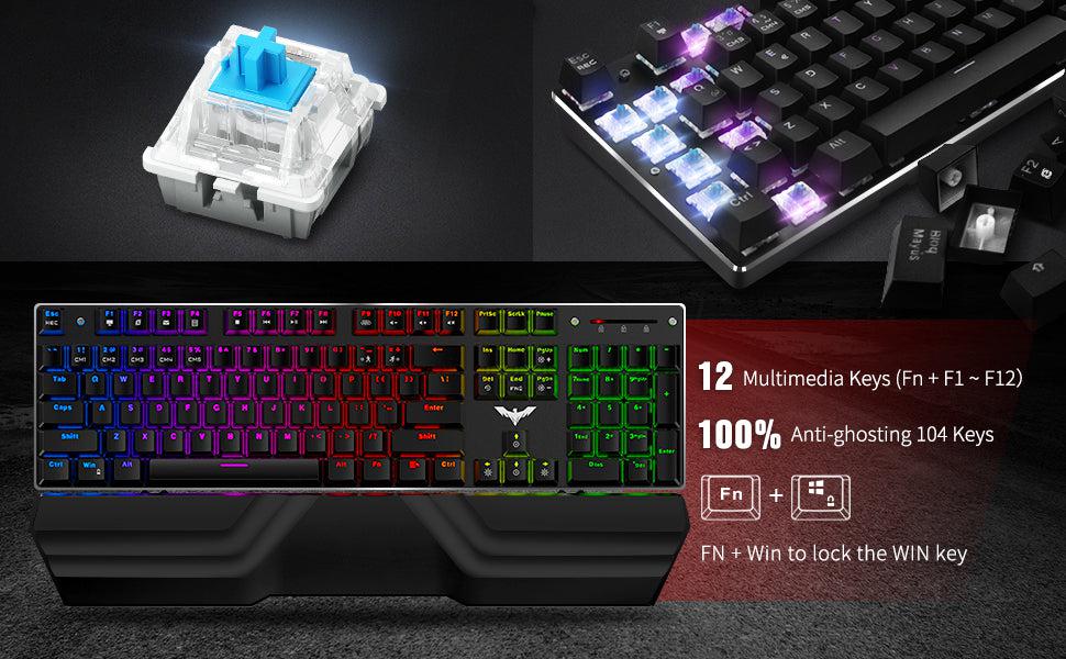 havot backlit RGB keyboard gamers combo