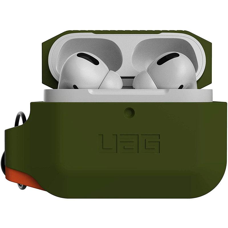 Airpods Pro Uag Silicone Protective Rugged Case - Olive Drab/orange