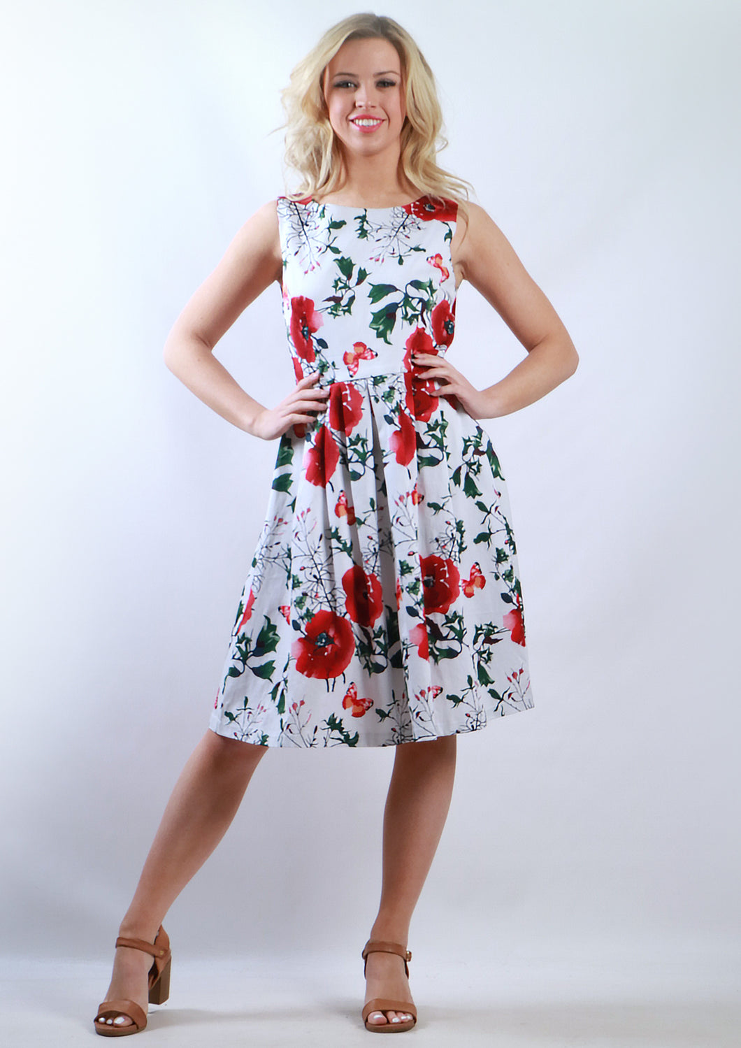 VS0006-25TB Red Rose Printed Dress (Pack)