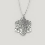 Snowflake Mandala Christmas Necklace - Silver Pendant with Chain