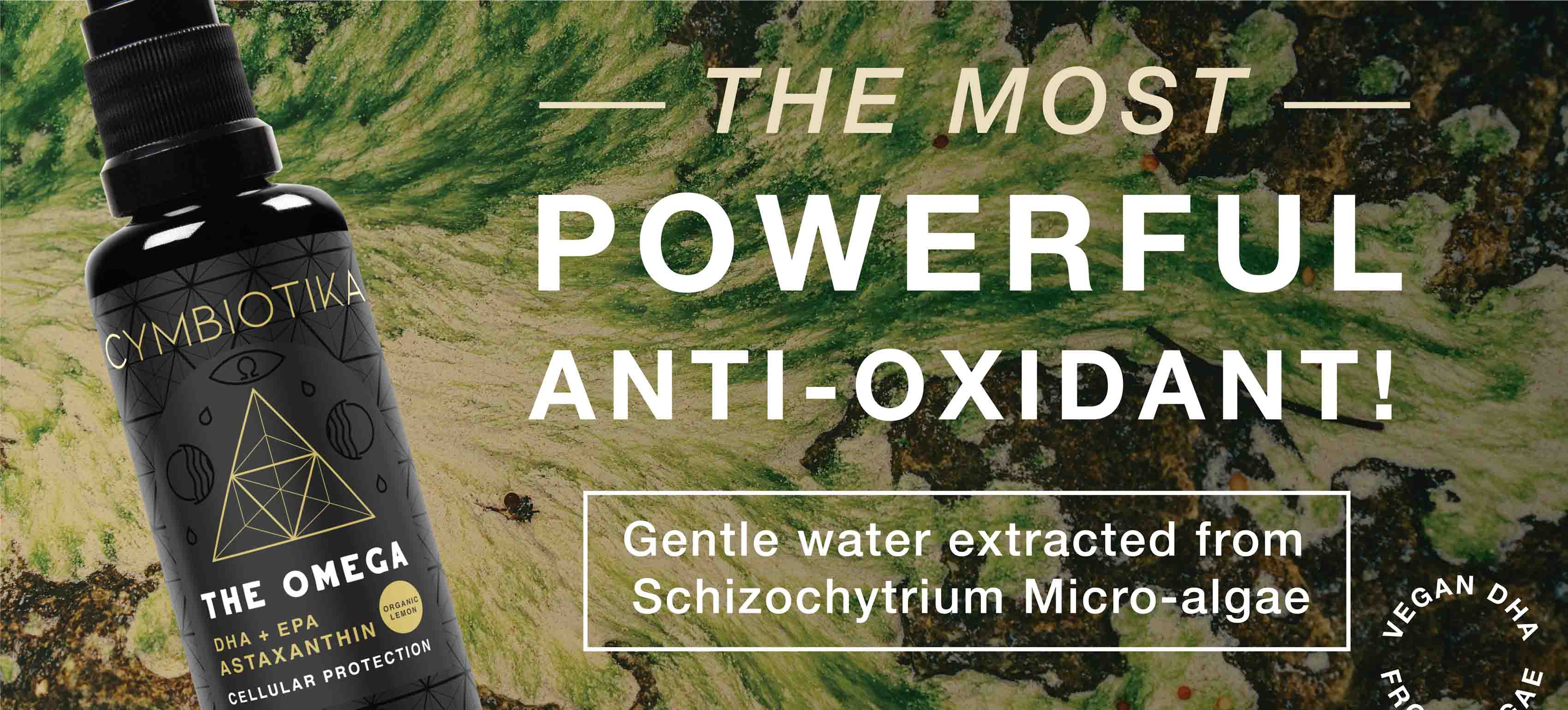 El antioxidante más potente con agua suave extraída de la microalga Schizochytrium.