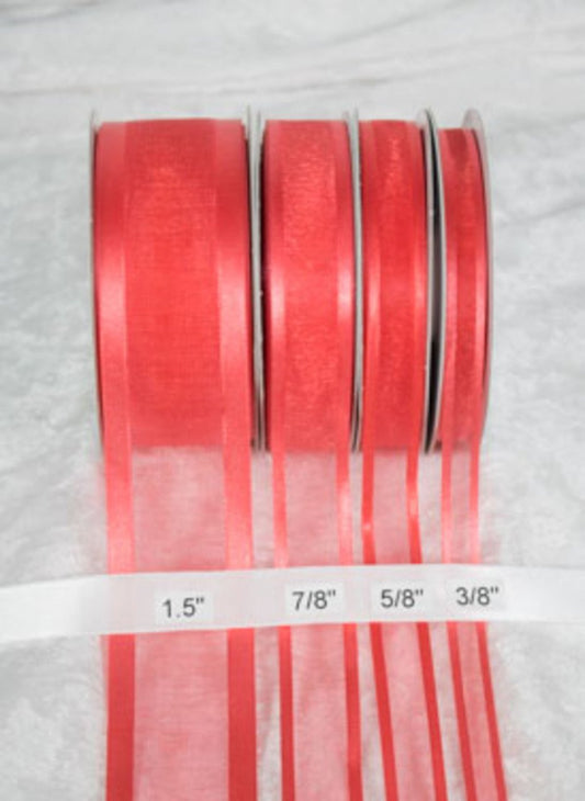 25 yards-Red Organza Ribbon (3/8, 5/8, 7/8, 1.5 ) – Americasfavors