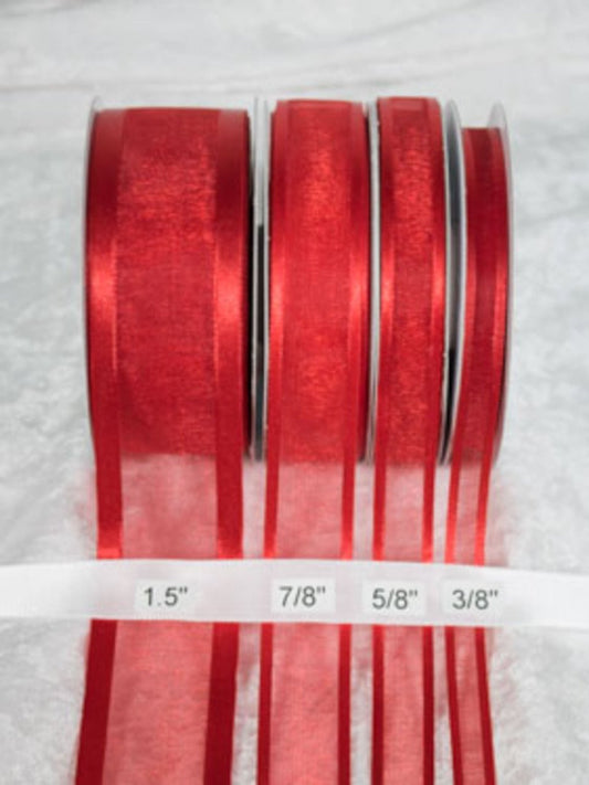 25 yards-Red Organza Ribbon (3/8, 5/8, 7/8, 1.5 ) – Americasfavors