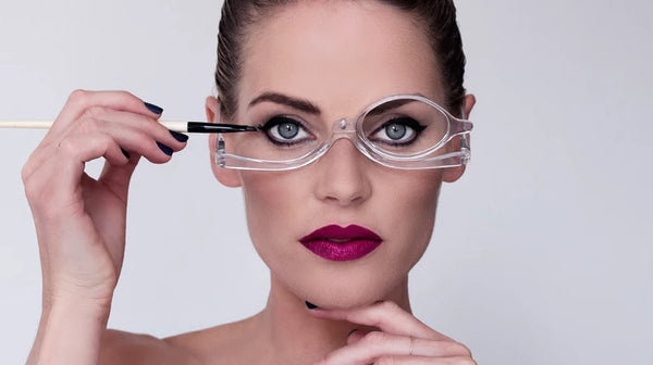 magnifying makeup glasses with a flip lens