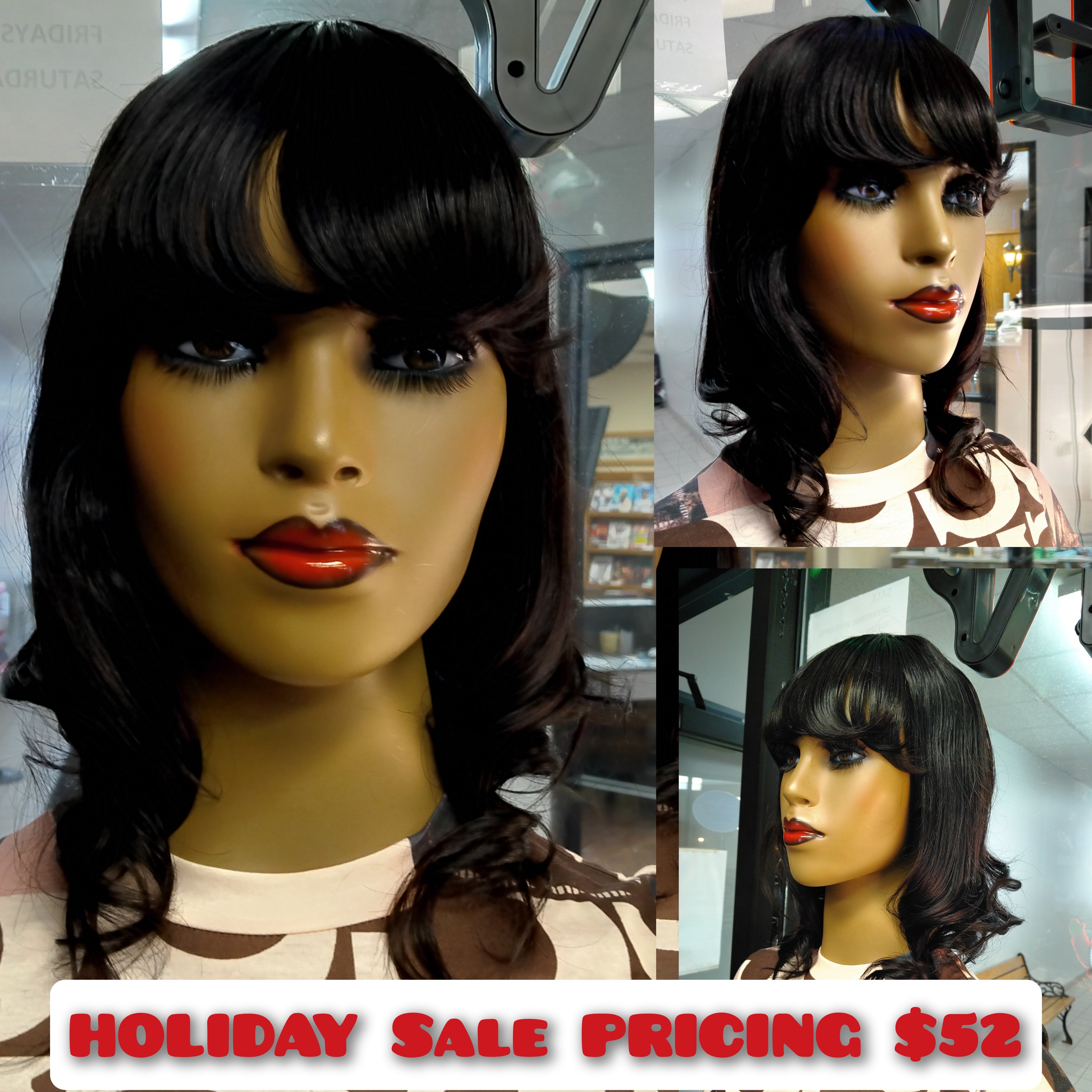 BLACK HUMAN HAIR WIG $52 optimismic wigs and gifts.