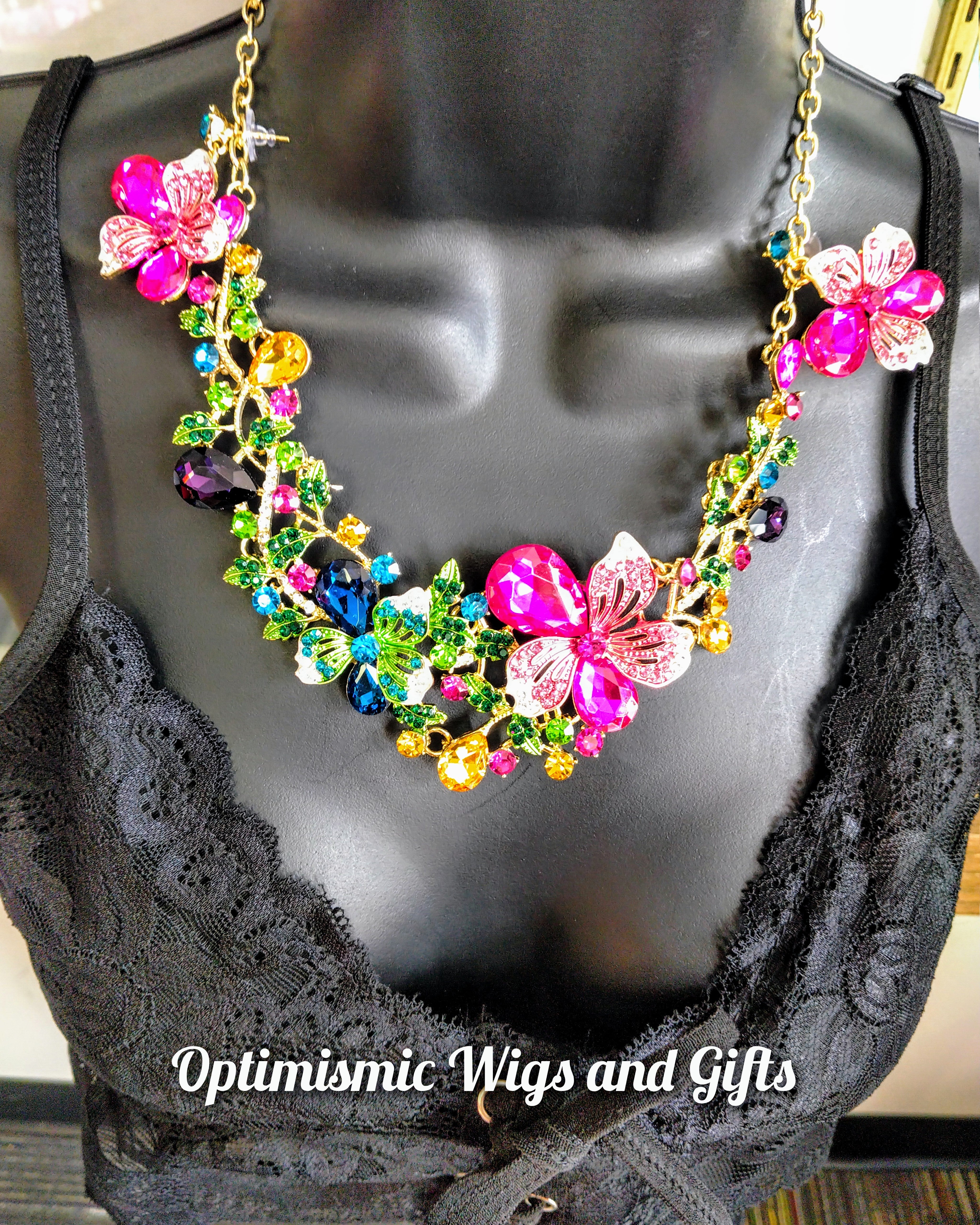 Shop Crystal gemstone fashion necklace set at optimismic wigs and gifts shop.