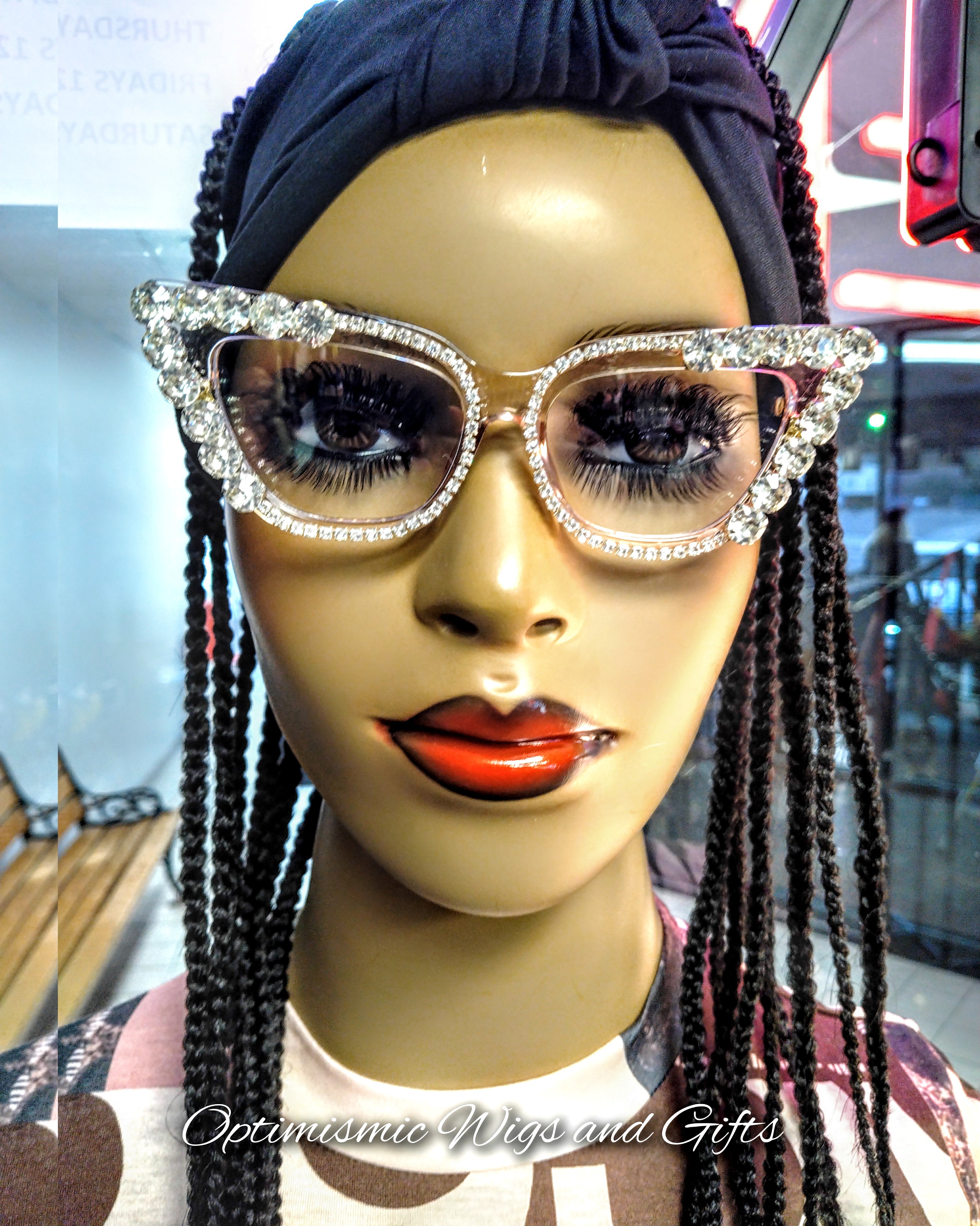 Buy Jeweled Fashion Glasses $15 at Optimismic Wigs and Gifts.