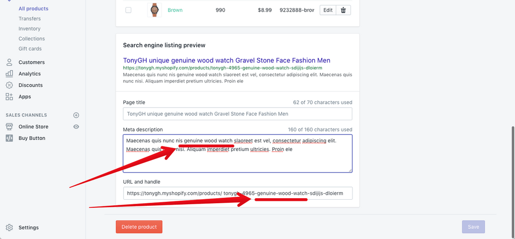 URL structure and Meta Description