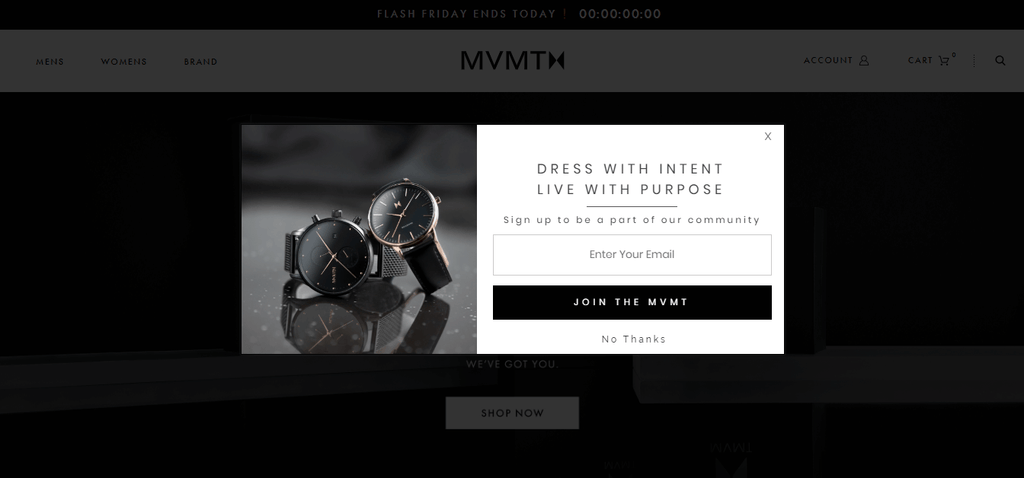 MVMT email pop up
