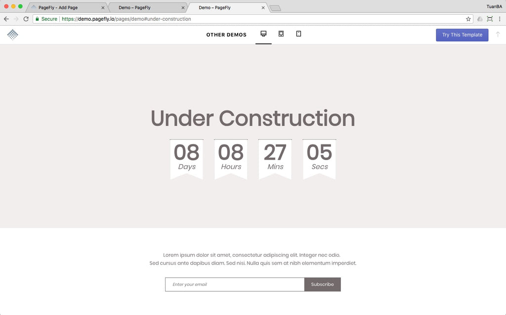 Under Construction page demo