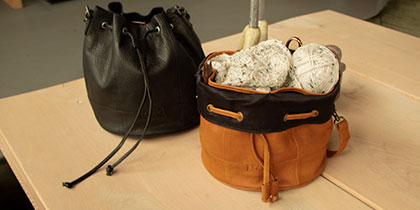 Donna knitting project bag in real leather