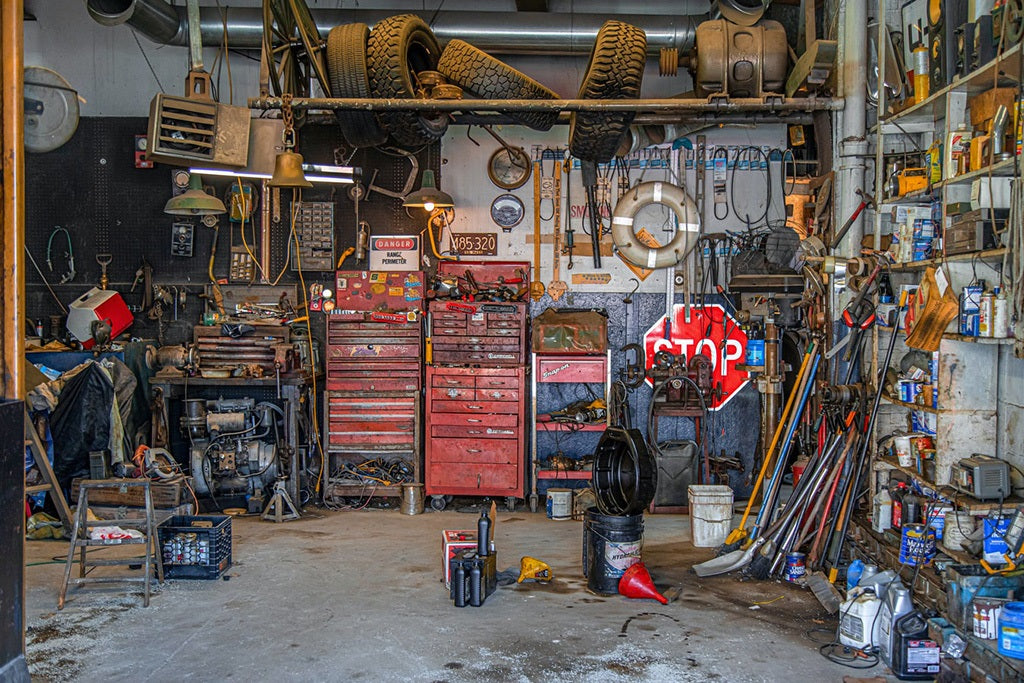 Inside of a car garage