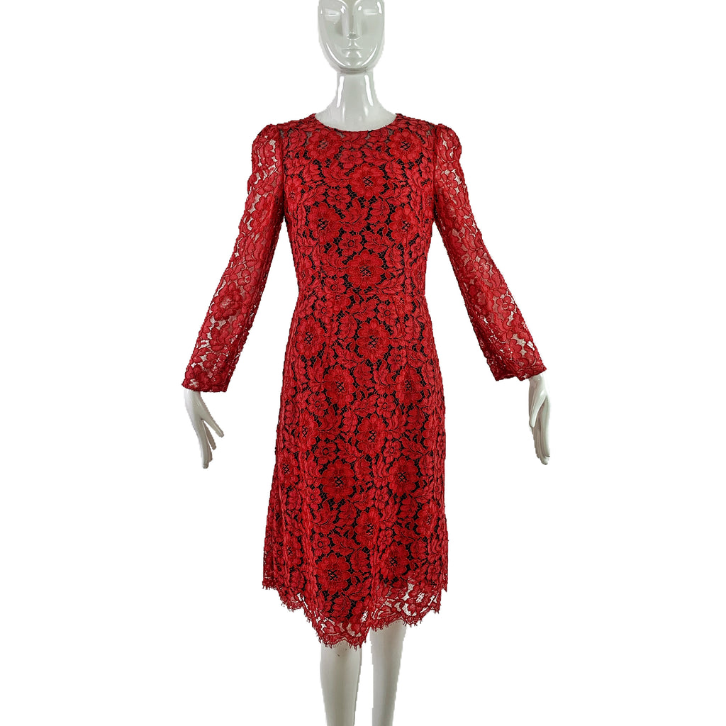 dolce and gabbana red lace dress