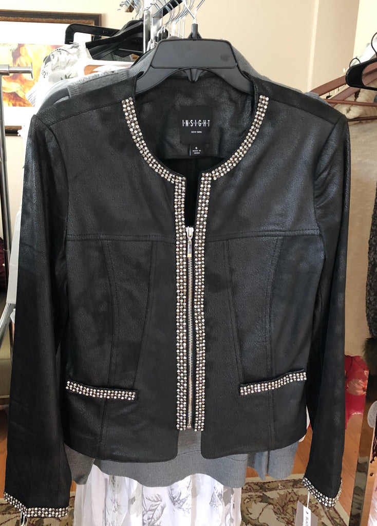 black leather chanel jacket