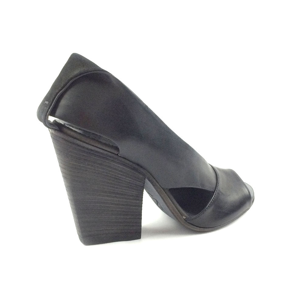 black heel open toe