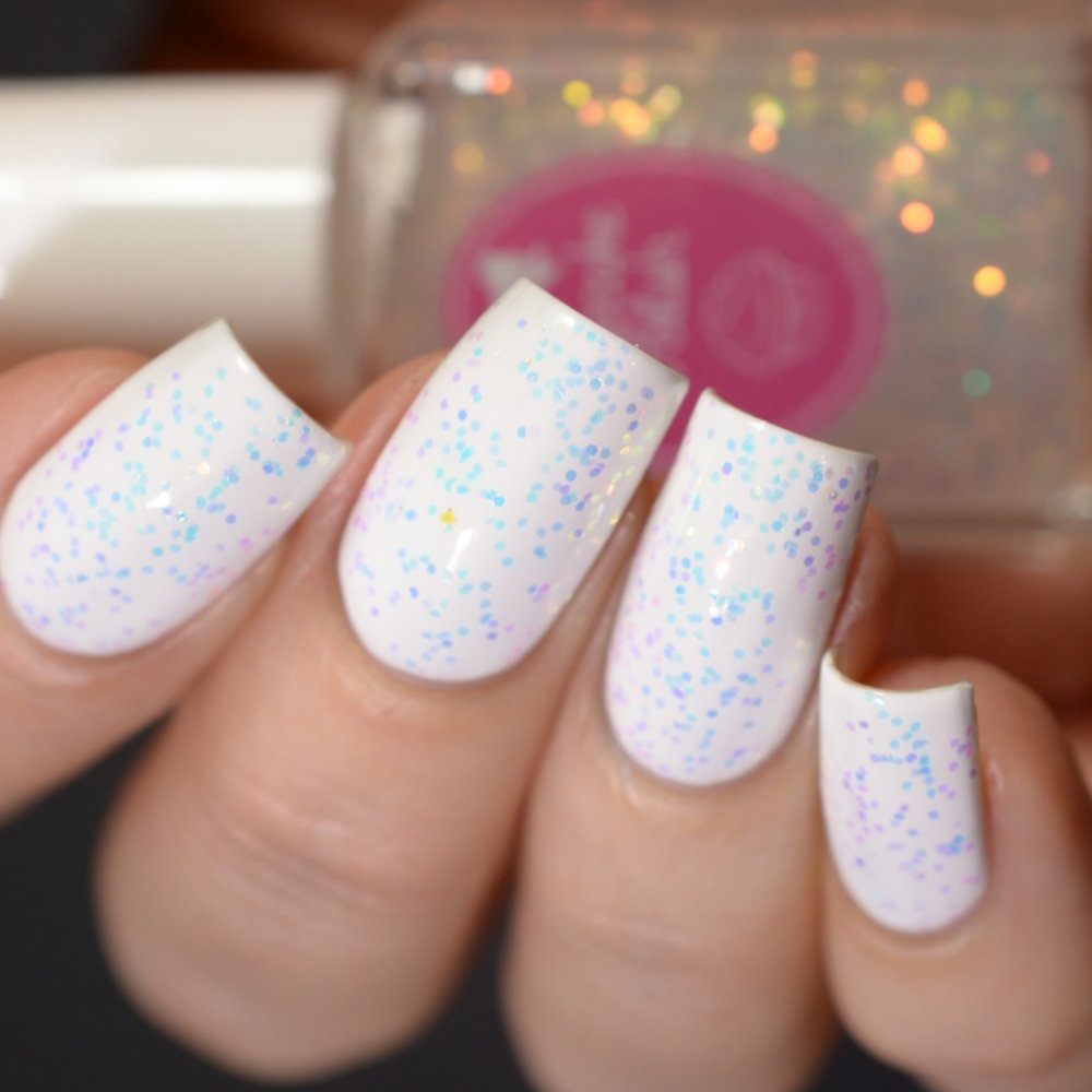 white iridescent nail polish