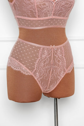 Lacy High Waist Crotchless Panty