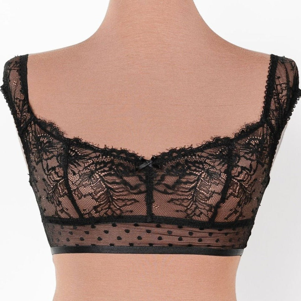 Lacy Off-The-Shoulder Bralette - Black by Mentionables