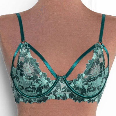 Out From Under Womens Size Medium Aura Soft Triangle Strappy Lace Bralette  Green