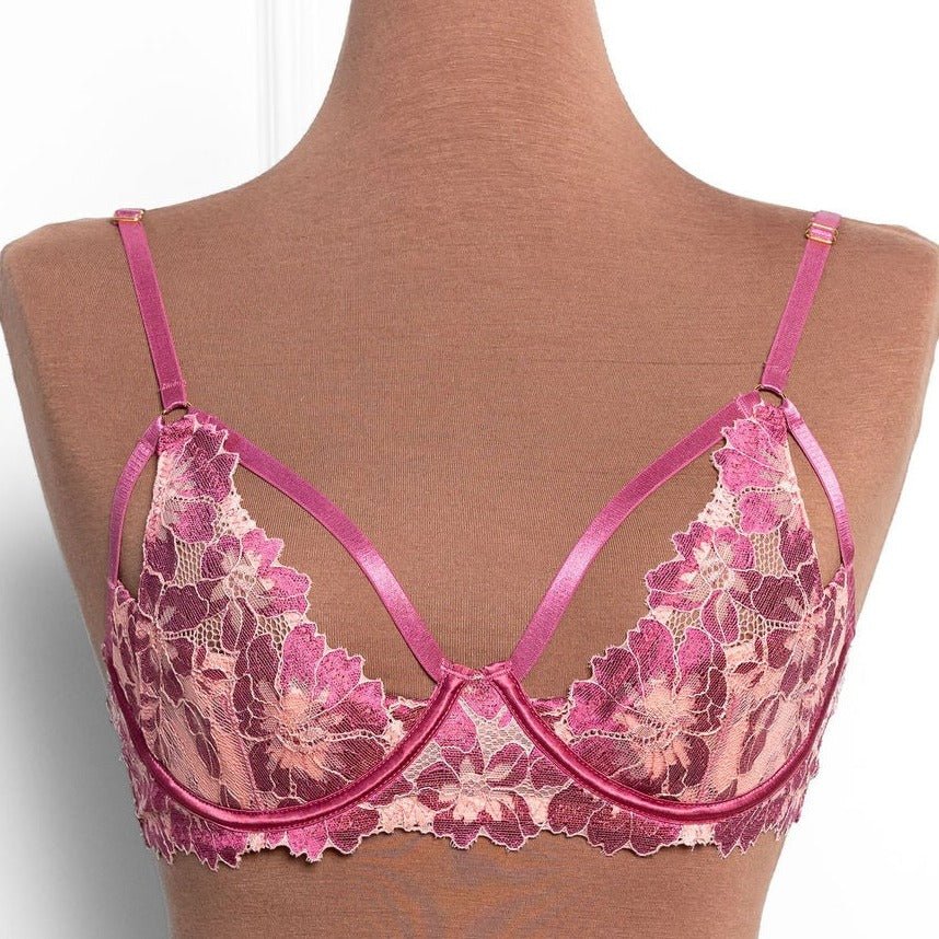 Lacy Strappy Underwire Bralette - Raspberry by Mentionables