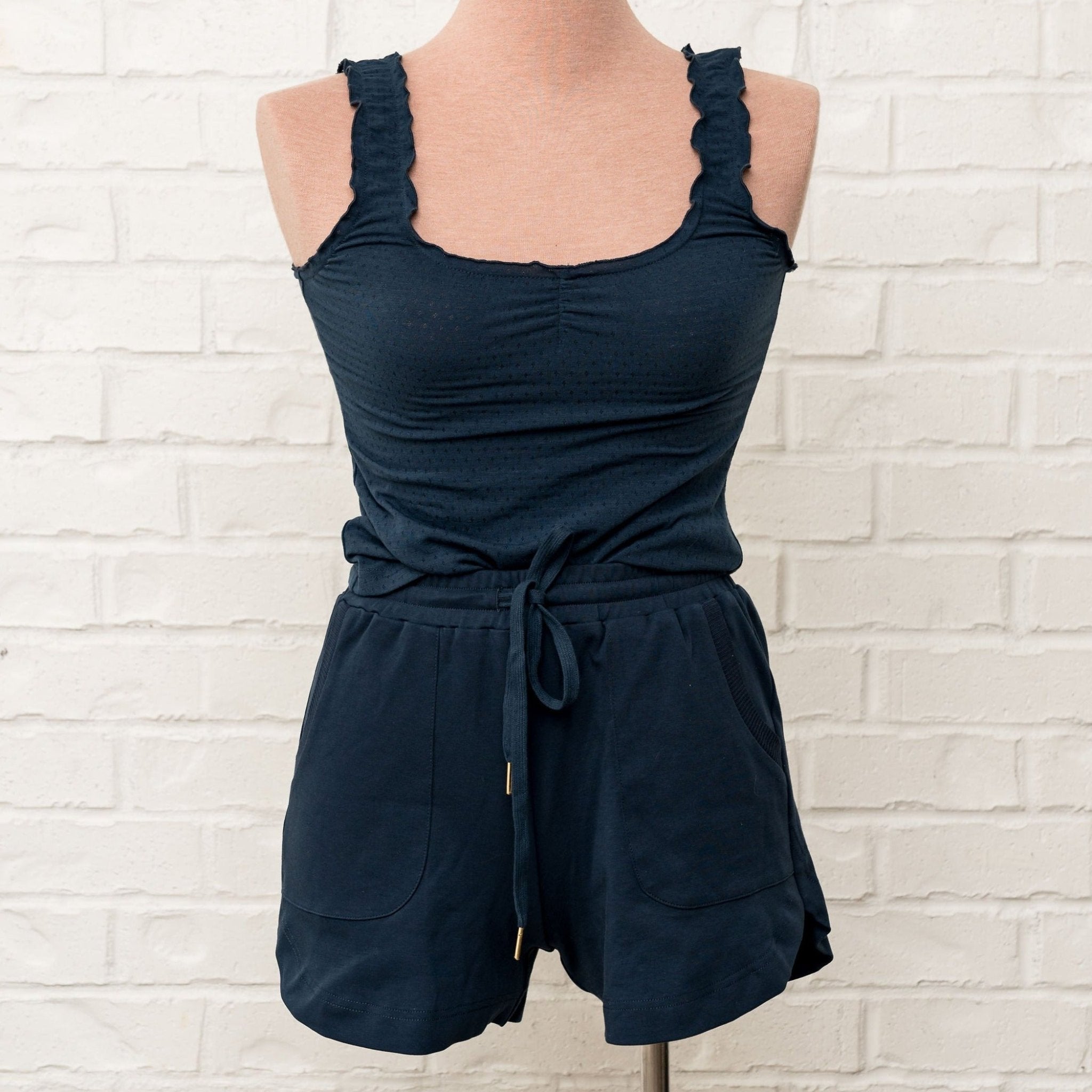 Pointelle Tank Top - Navy