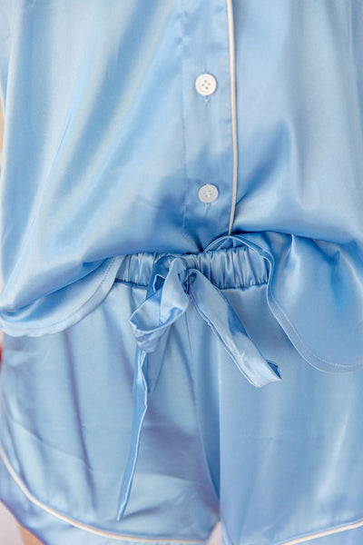 Satin Pajama Top - Blue - Mentionables