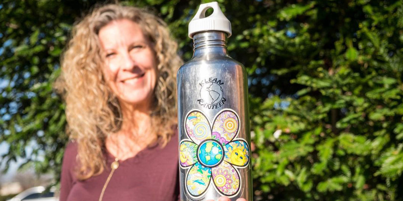 Co-owner, Michelle Kalberer, with the her Original Classic water bottle