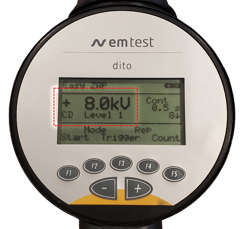 EM Test Dito Voltage & Polarity Display Shown