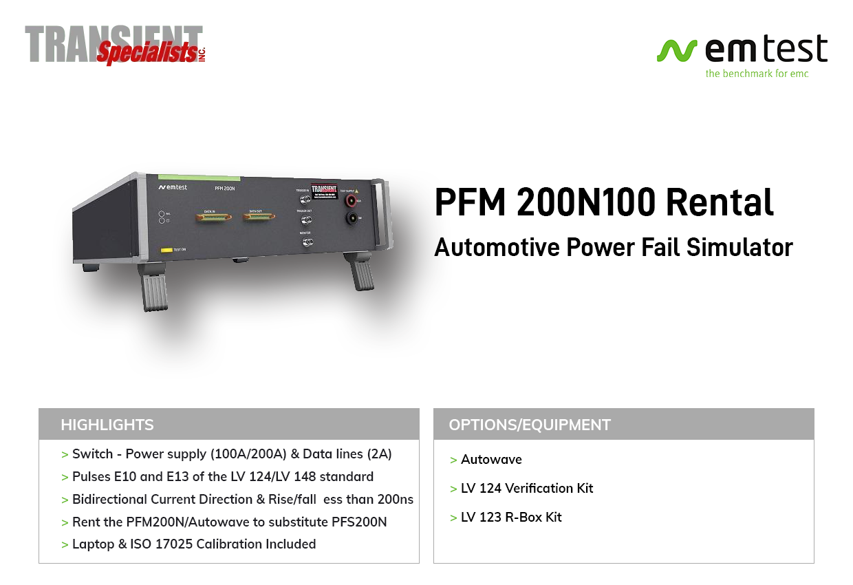 EM Test PFM 200N100 overview