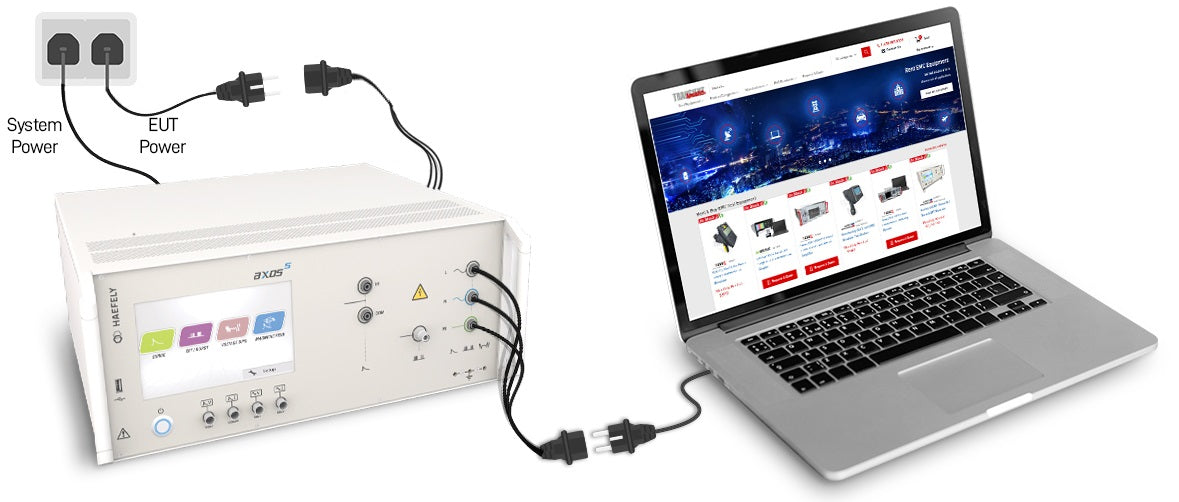 Haefely Axos5 transient generator EUT setup