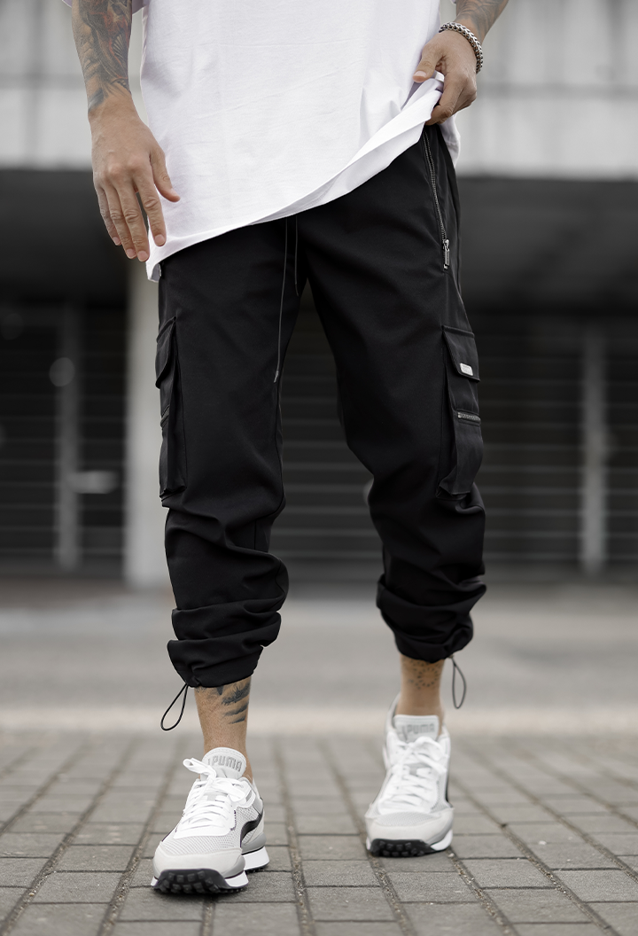 Black Waterproof Utility Cargos – Ð E C E P T I Ø N