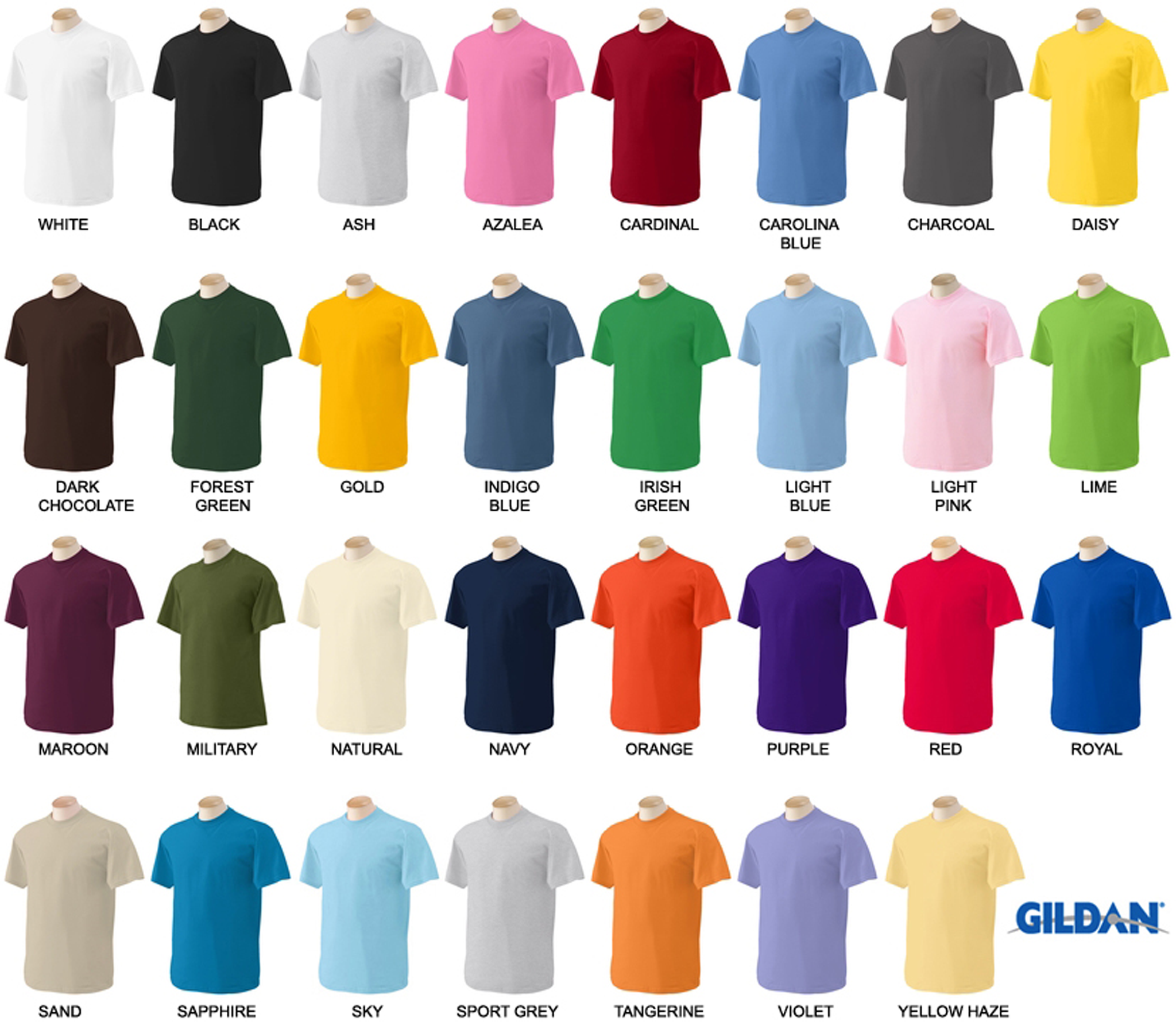 Gildan G5000 Color Chart