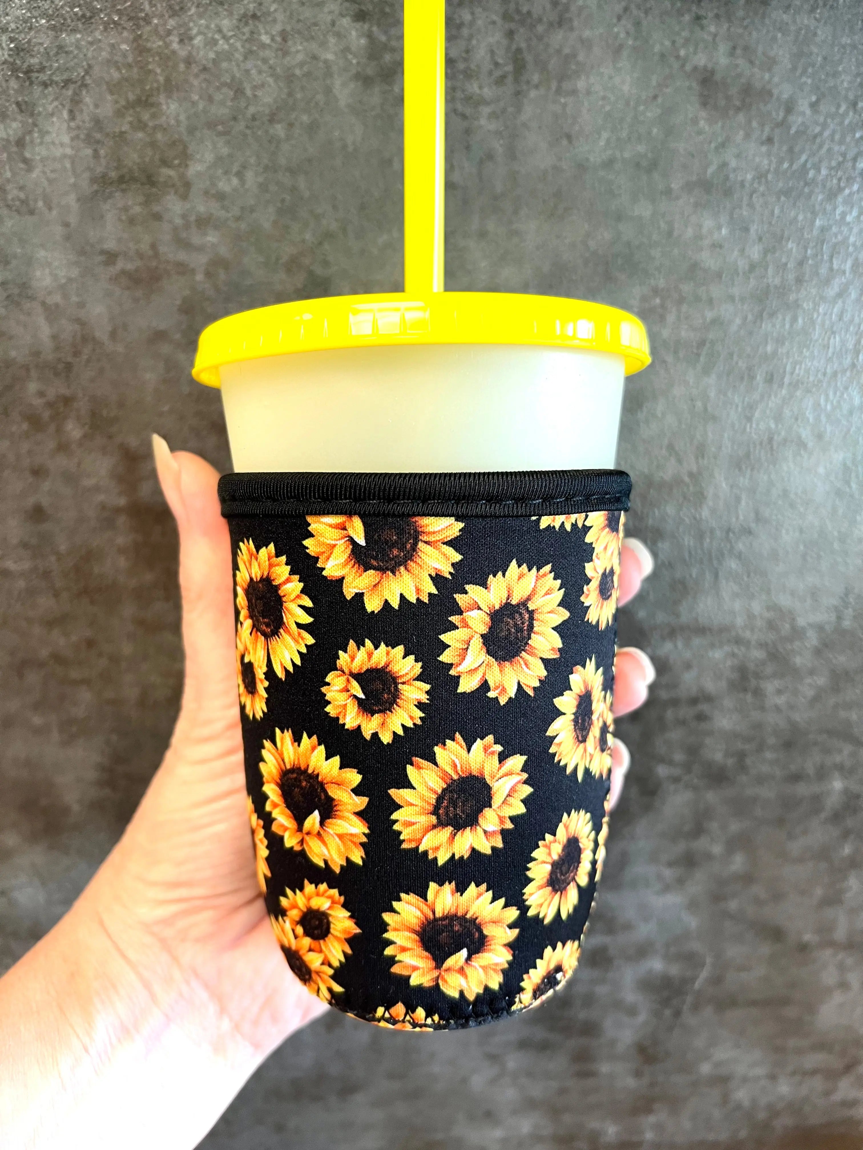 16 OZ Black Sunflower Cup Cover - Kim's Korner Wholesale