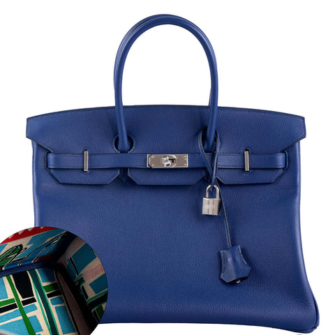 Hermes Kelly Cut Bag Blue Brume Swift Palladium Hardware