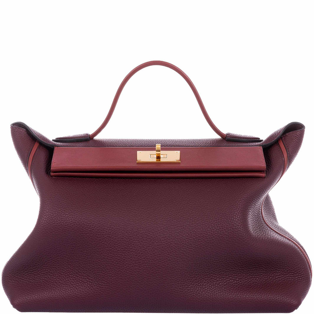 Hermès 24/24 35 Bordeaux & Rouge H Swift & Togo Gold Hardware – JaneFinds