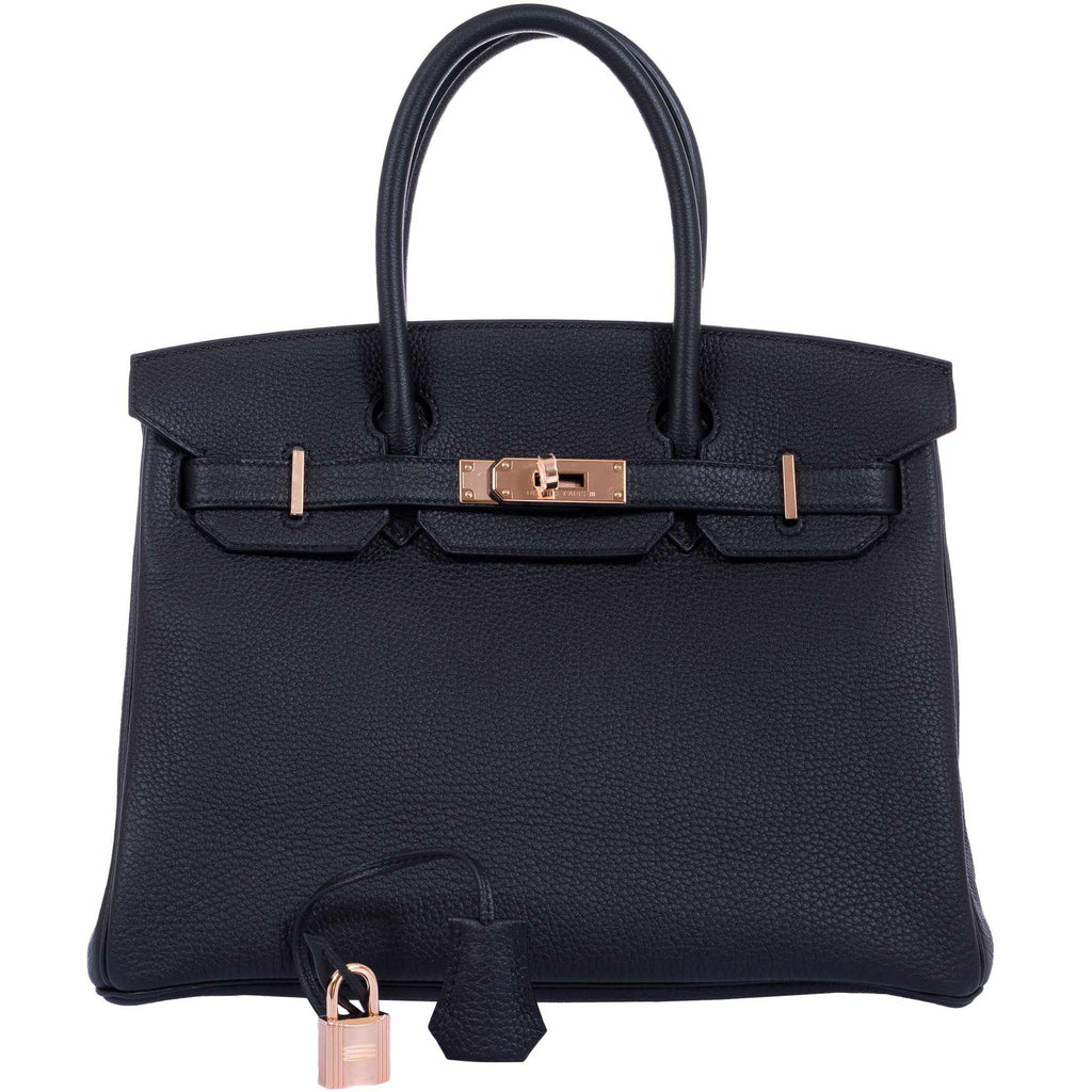 Hermes Rare Black Togo Leather 30cm Birkin Bag with Rose Gold Hardware ...