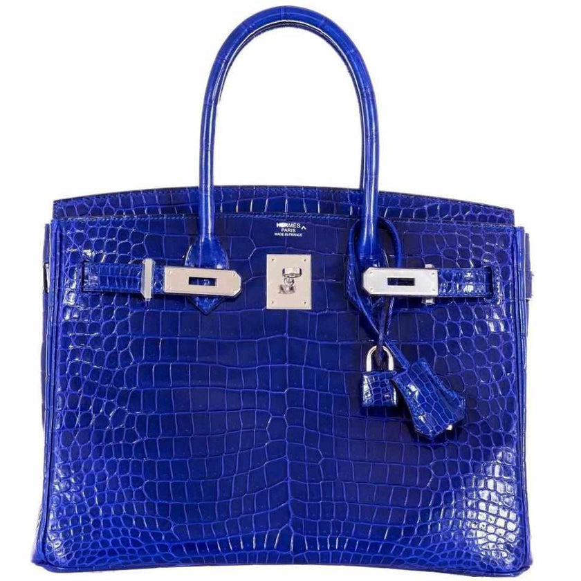 Hermes Birkin 30 Blue Electric Porosus Crocodile From – JaneFinds