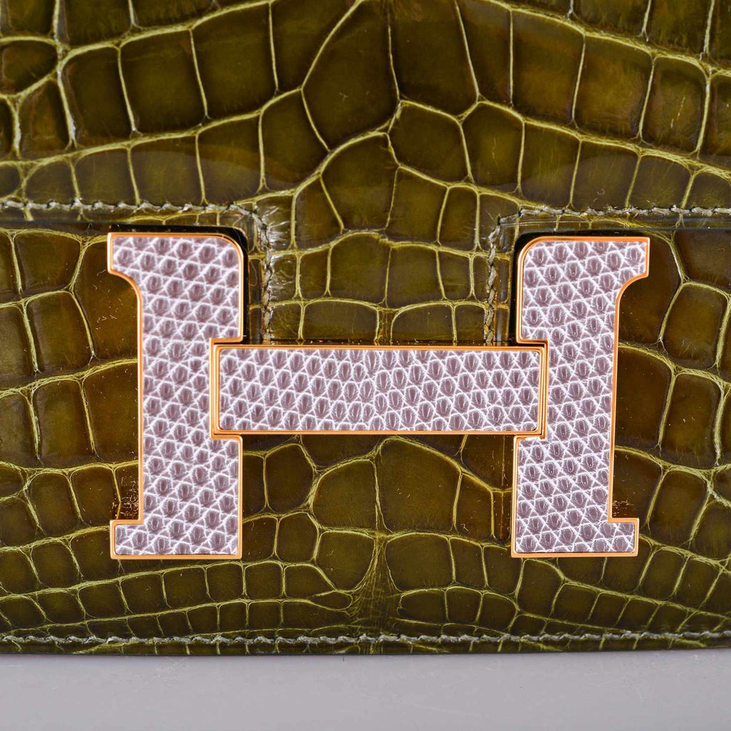 Hermès Constance 18 Alligator Vert Veronese Lizard Gold Hardware ...