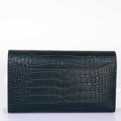 Hermès Constance Long Wallet Matte Vert Fonce Alligator Ombré Lizard ...