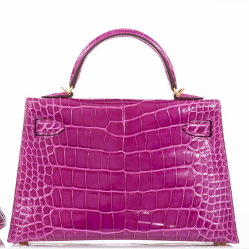 Hermès Kelly 20 Sellier Rose Scheherazade Alligator Gold Hardware ...