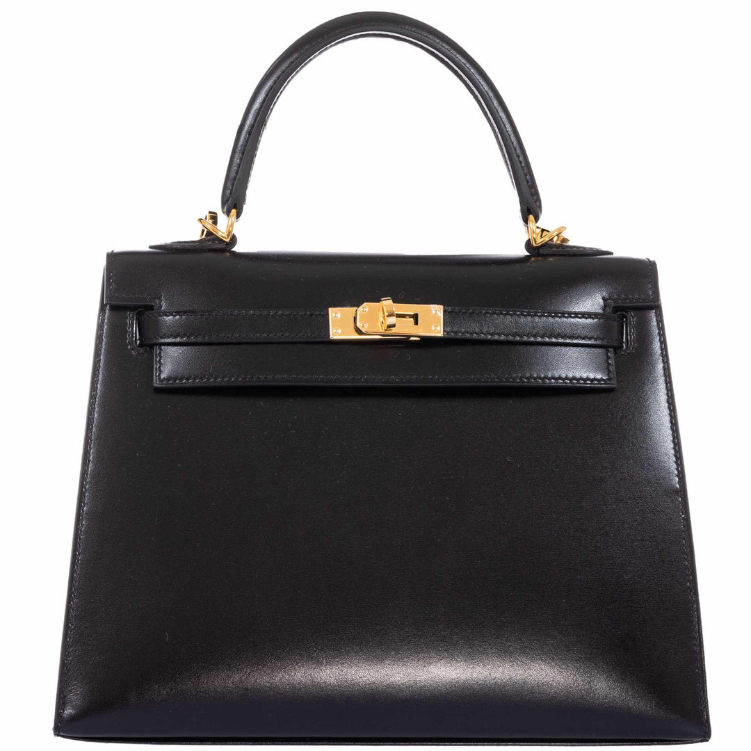 Hermes Kelly 25 Sellier Black Box Gold Hardware - – JaneFinds